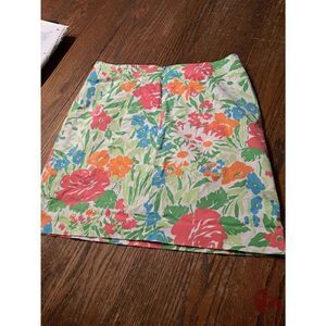 Lauren Ralph Lauren Floral Mini Skirt Size 14 White Blue Green Pink Orange